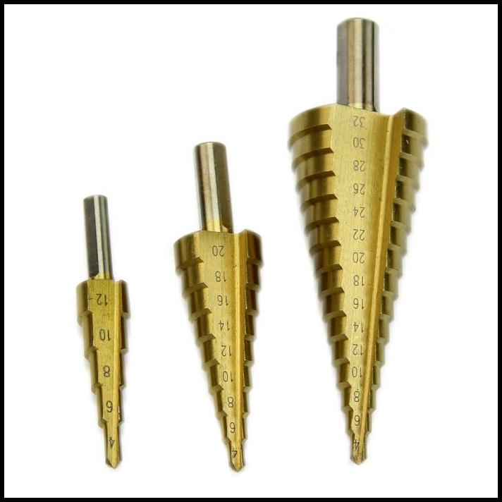 3Pcs Mata Bor Cone Hss Bahan Titanium Steel Ukuran Besar