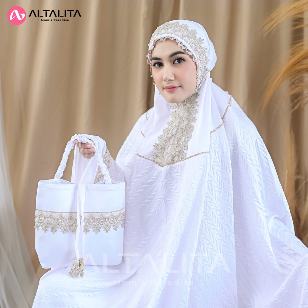 Altalita - Mukena Taleetha Dewasa Renda Mewah Sutra Velvet Polos Jumbo Adem Premium Terbaru