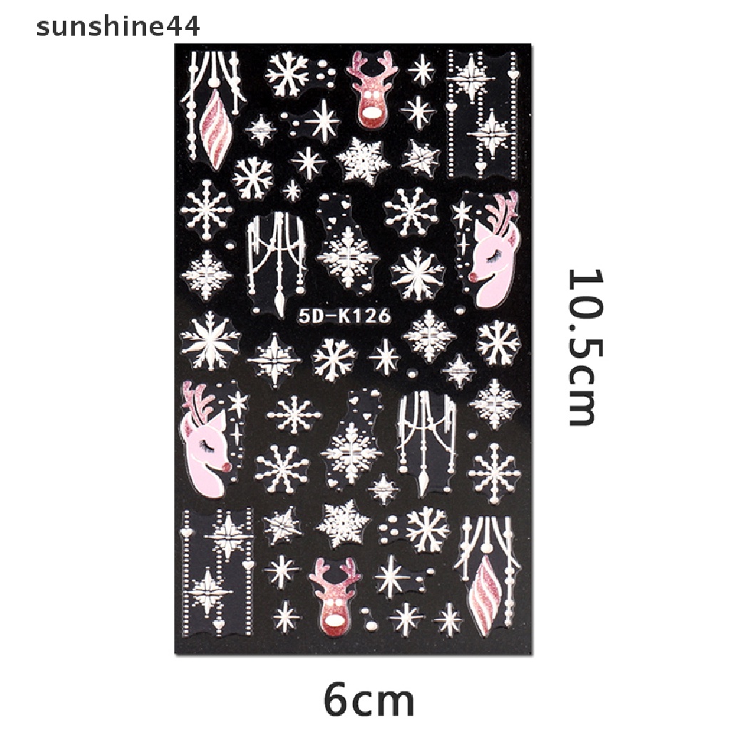 Sunshine Natal 3D Nail Art Stiker Sparkly Emas Perak Glitter Xmas Snowflake Dekorasi.