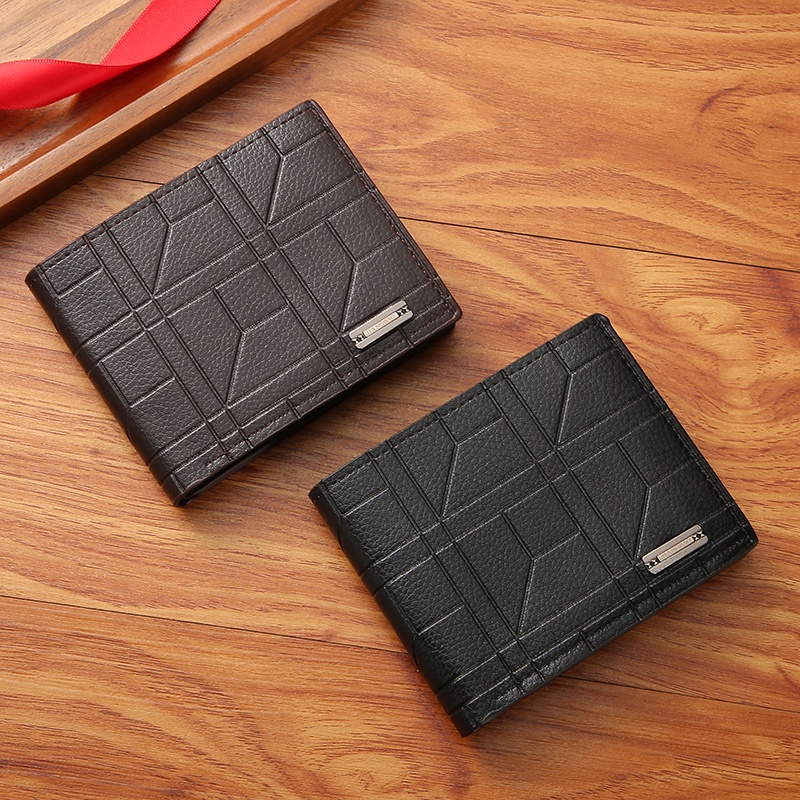 Dompet Lipat Pria Fashion Korea Style Kasual Motif Multifungsi Dompet Cowok Men Wallet PU Satu7an D91