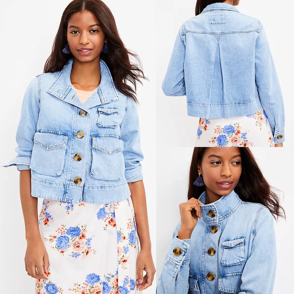 Jaket Denim Wanita LOFT Denim Utility Jacket
