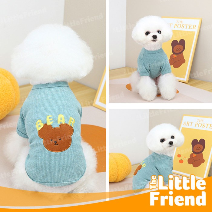 Baju Kucing Anjing Betina Jantan Katun Halus Dog Cat BEAR Casual Shirt