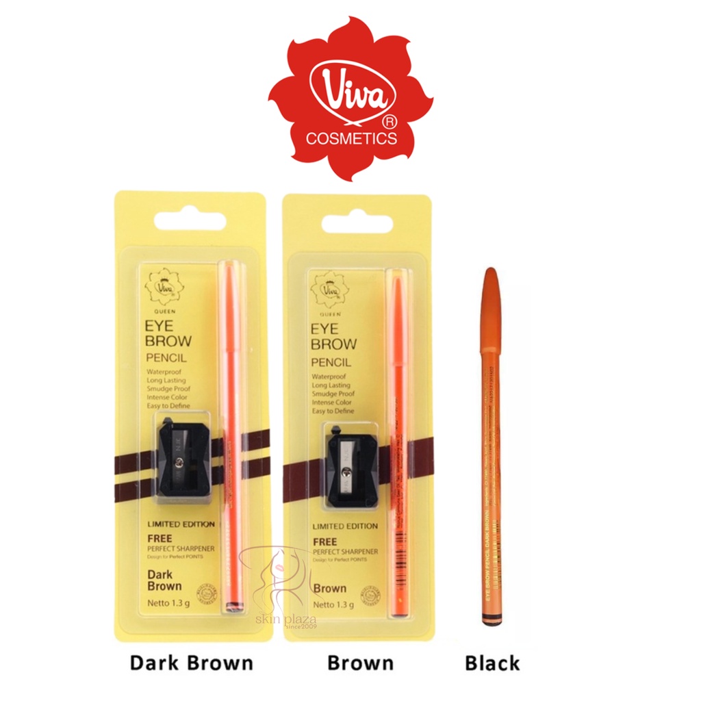 Pensil Alis Viva Eye Brow Pencil Brown Black Hitam Coklat