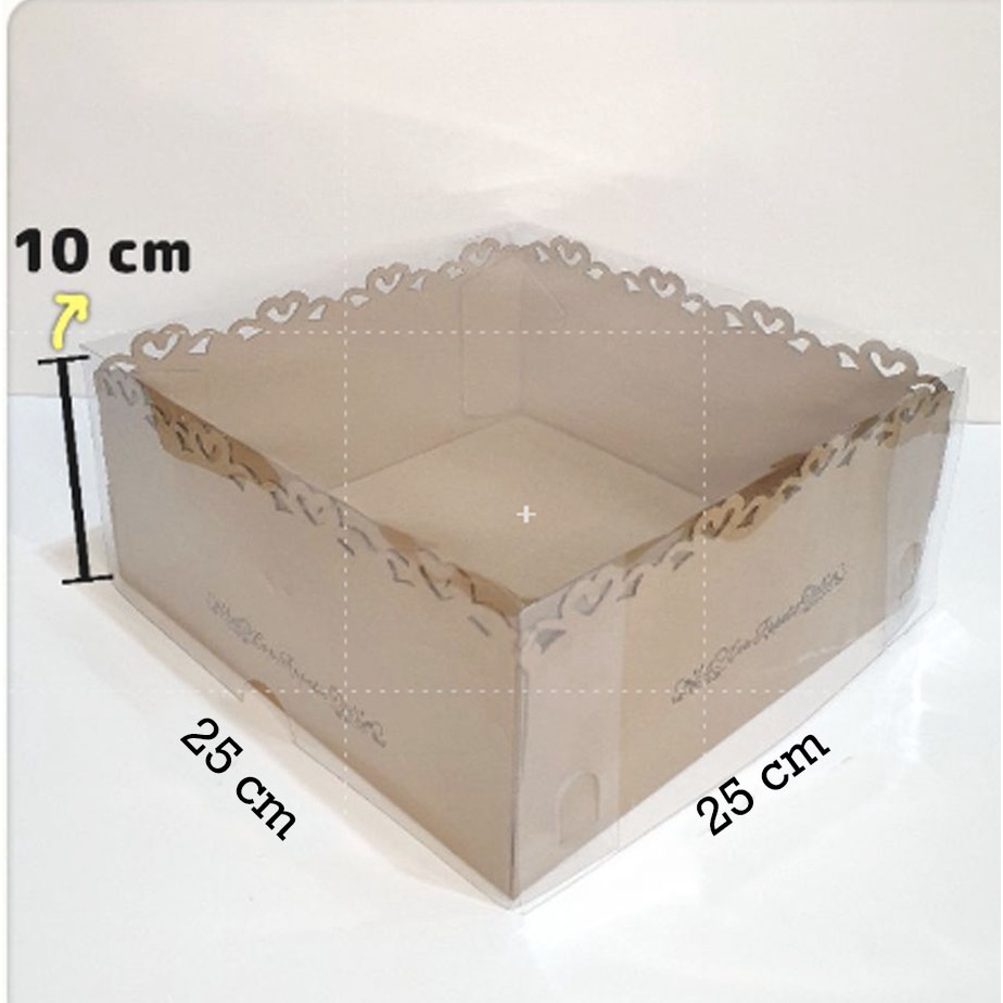 

Dus Kue Renda Tutup Mika 25 x 25 x 10 cm Cake Box Lace Full Mika Kotak Packaging