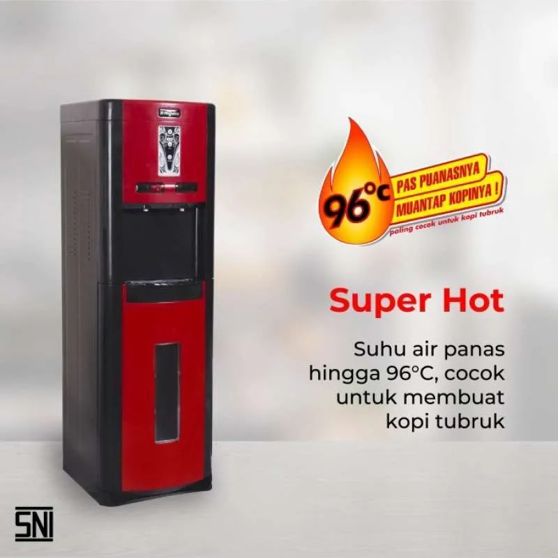 Miyako WDP-200 Hot dan Normal Dispenser - Merah Hitam [Galon Bawah]