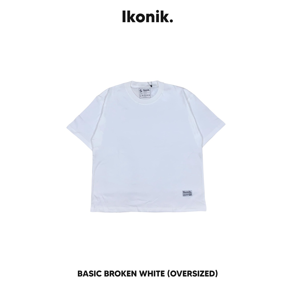 Ikonik Oversize Tshirt Basic Broken White Unisex Premium Cotton Combed 24s  | Kaos Oversize Polos Pr