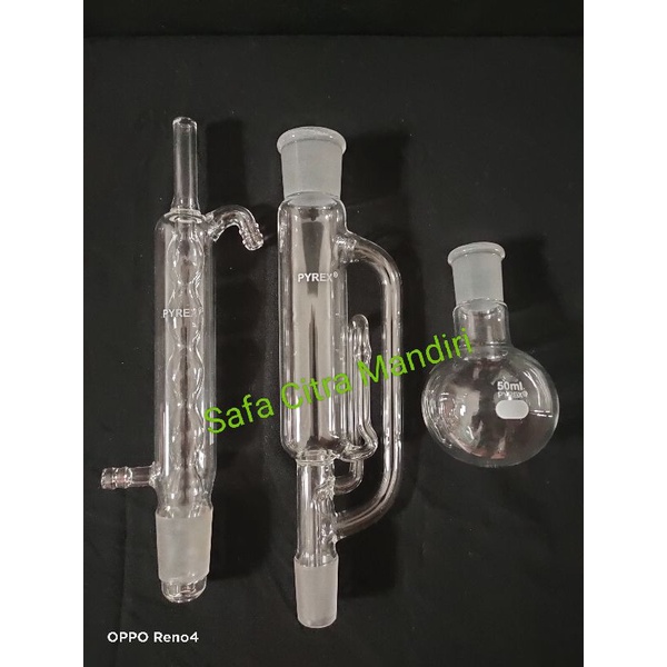 Soxhlet Extractor 50ml & 100 ml  Merk Pyrex / Soxhlet Set Pyrex