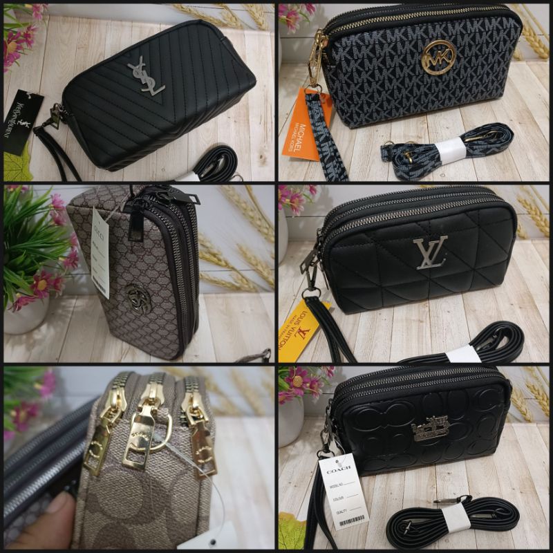 Pouch Wanita Ruang 3 Murah / Dompet Koin Wanita Free Tali Panjang Dan Pendek