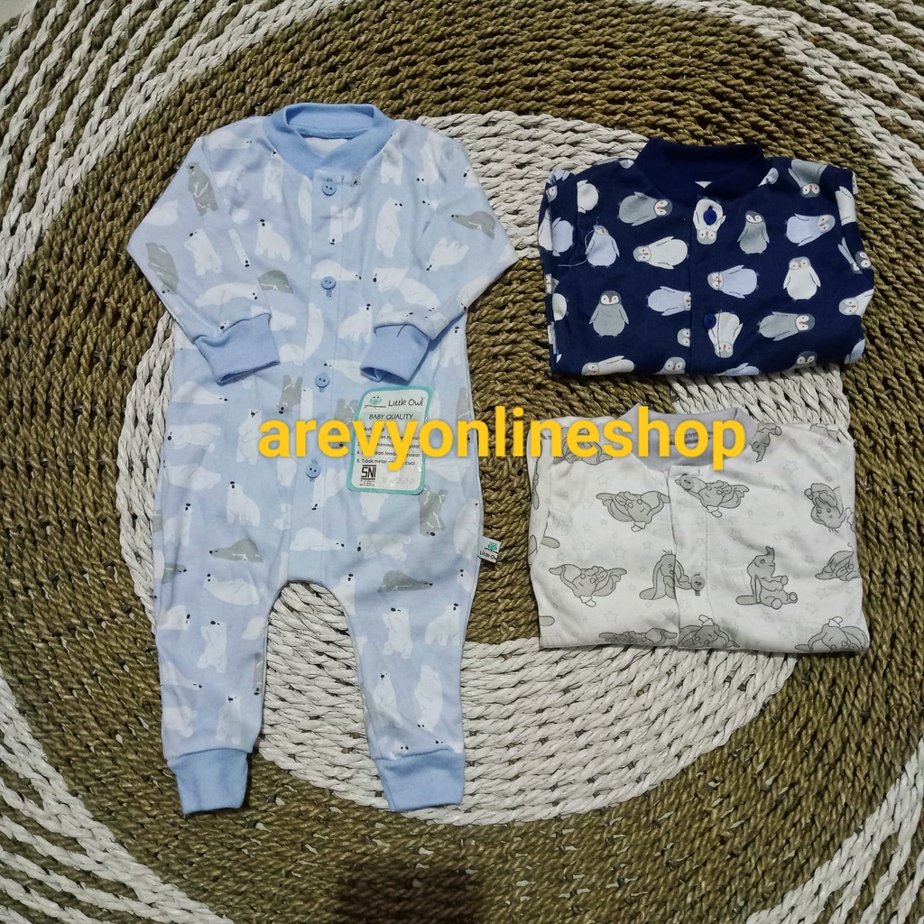 1 Pcs Setelan Piyama Baju Panjang Celana Panjang Baju Pendek Celana Pendek Sleepsuit Kutung Bayi Newborn 0-3 S M L Little Owl