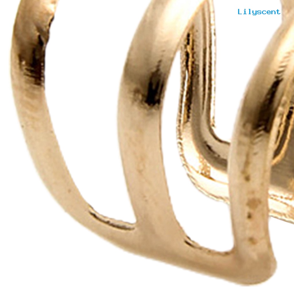 [LS] 1pc Manset Klip Telinga Simple Dual Use Women Adjustable 3-Ring Cincin Jari Hollow Untuk Travel Belanja