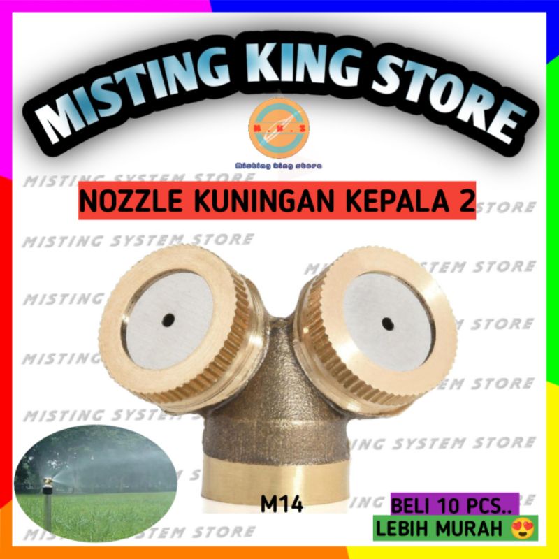 NOZZLE SPRAYER KUNINGAN 2 LUBANG / HEAD SPRAY 2 WAY MATA / NOZLE ELEKTRIK / ALAT SIRAM TAMAN KEBUN KABUT SPRINKLER MISTING KNAPSACK