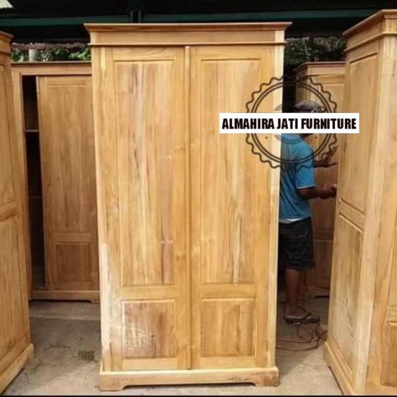 lemari pakaian jati pintu 2 minimalis - lemari jati minimalis - lemari jati mentahan.