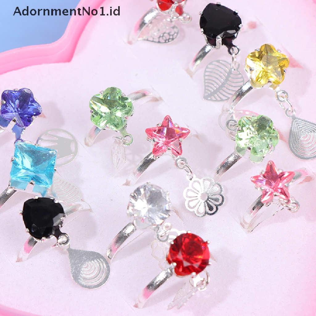 [AdornmentNo1] 10pcs Cincin Perhiasan Anak Kids Little Girl Adjustable in Box, Bentuk Random [ID]