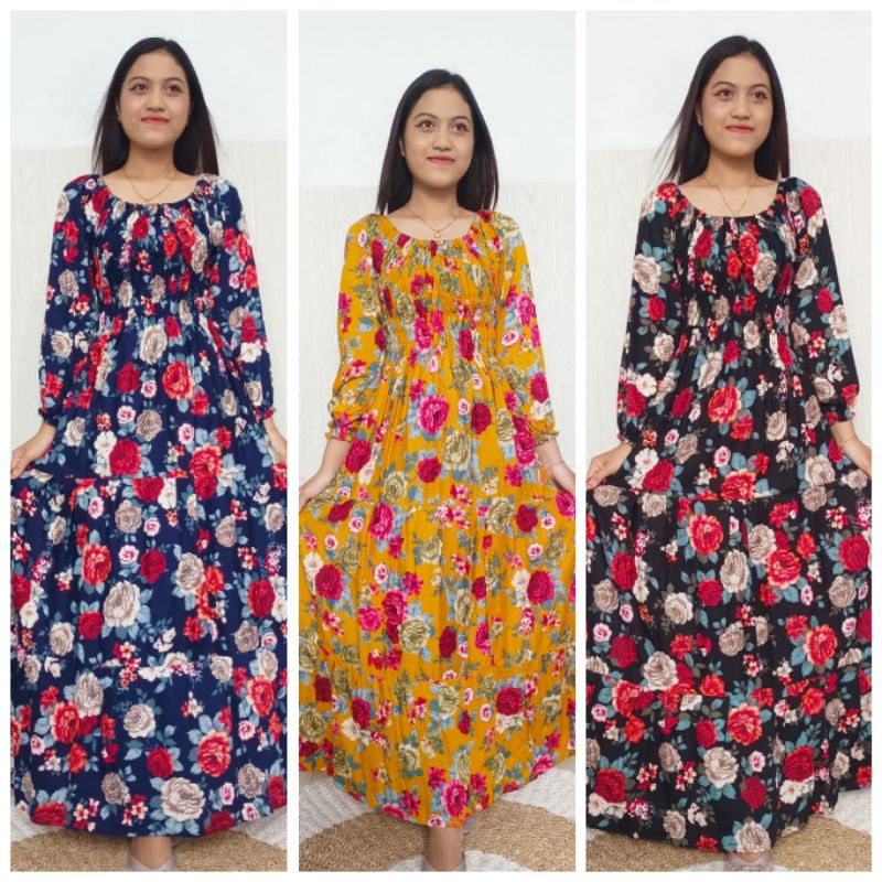 LONGDRESS CANDA MOTIF MAWAR BESAR