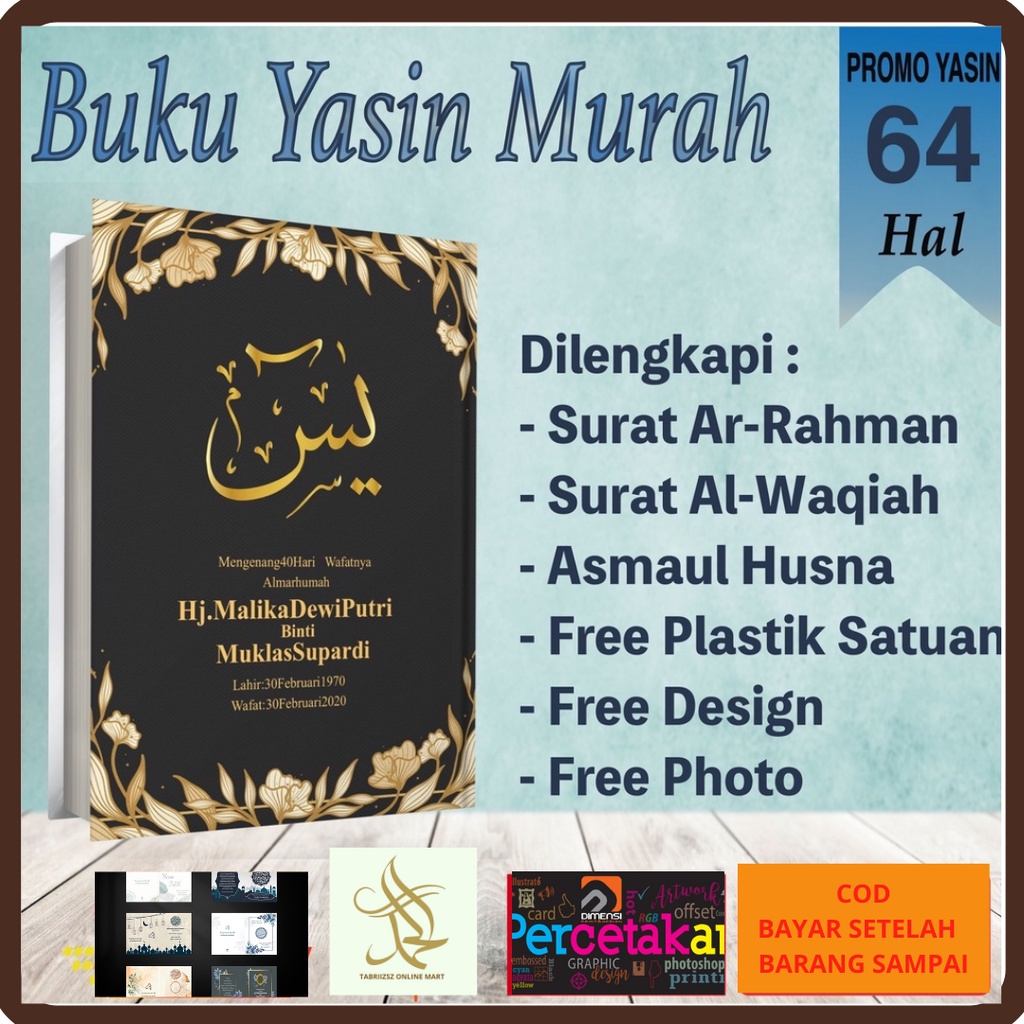 Buku Yasin Dan Tahlil Arab Tanpa Terjemahan 64 Halaman Free Pasang Foto Almarhum