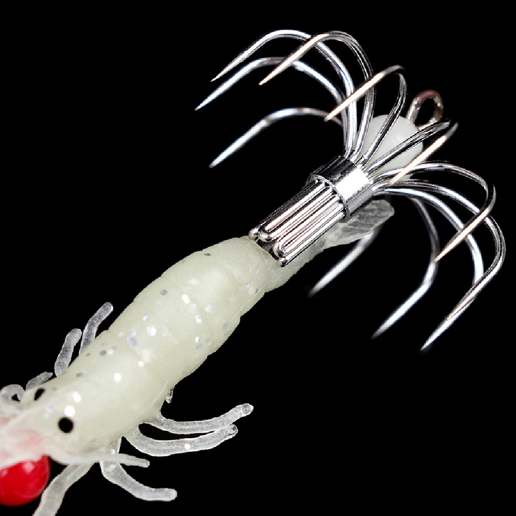 [BFID] 1pc Luminous Squid Jigs Glow Udang Kayu Dengan Kait Gurita Cumi Umpan Pancing [ID]