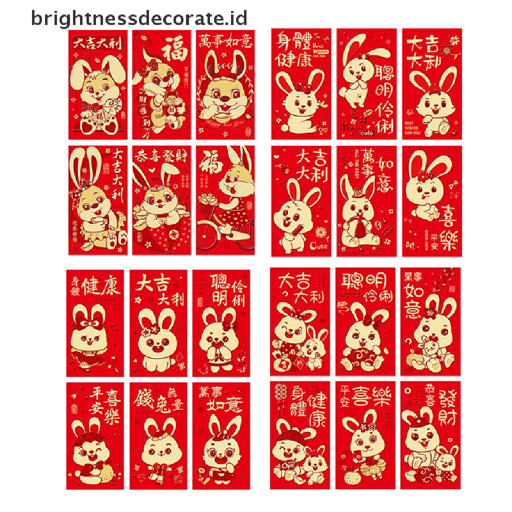 [Birth] 6pcs Kartun Anak Kantong Packing Uang Amplop Merah Festival Musim Semi Hongbao [ID]