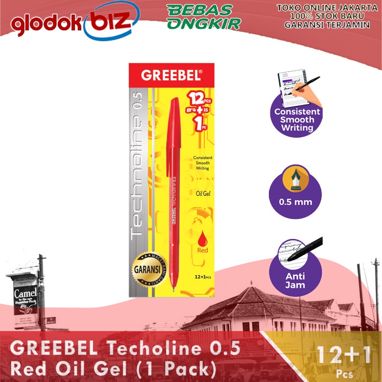

Pulpen GREEBEL Technoline 0.5mm RED 1 Pack isi 12+1