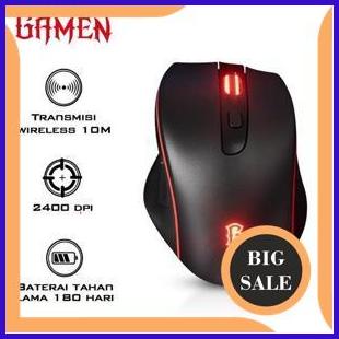 sparepart GAMEN Mouse Gaming Wireless GM200W 2400 DPI Black / Mouse USB / Mouse Gaming Tanpa Kabel P
