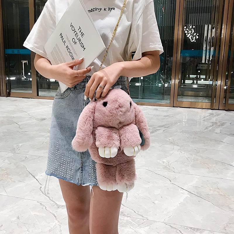 Leona Kelinci LOP Slingbag Wanita Lembut Tas Selempang Anak Lucu Kelinci Bulu Halus Cewek Cute Korean By Chikoisme