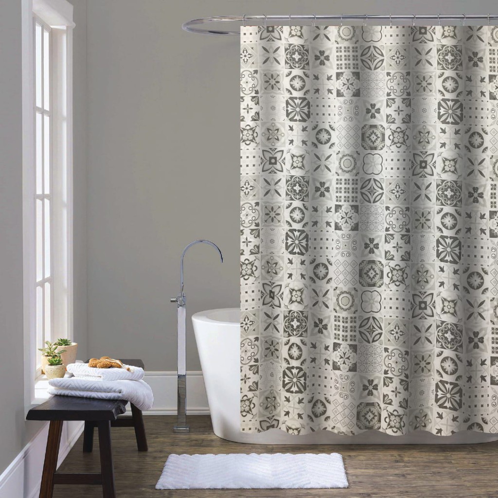 (SerbaSerbi)Gorden Kamar Mandi Shower Curtain tidak tembus cahaya /Tirai Kamar Mandi Bahan Polyester 180 x 180 Cm Sudah Di Lengkapi Ring Pengait New Motif