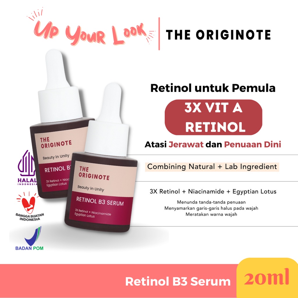 ✨Up Your Look✨ The Originote Retinol B3 Serum 20ml - Serum Anti Aging Menyamarkan Garis Halus Meratakan Warna Kulit