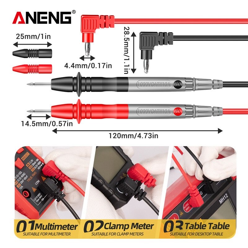 ANENG Kabel Multimeter Test Pen Test Lead Universal Socket 10A 1000V - PT1035 - Red/Black