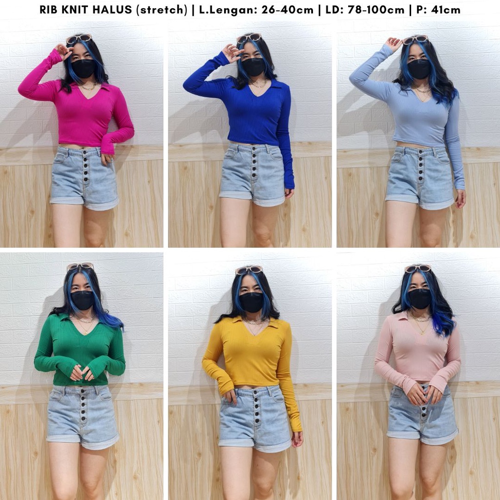 4730 valice vee shirt knit crop top