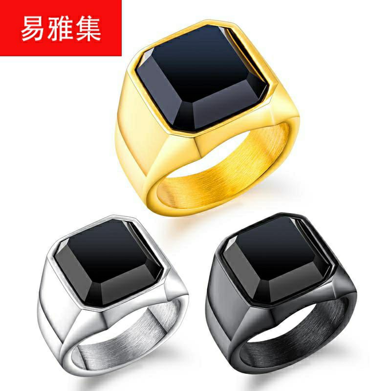 [ TERLARIS ] CINCIN TITANIUM KEMSTON/CINCIN RUBI SIAM SUPER KEREN/Cincin Pria Batu Akik Padparascha Royal Cutting Titanium Keren Mewah Elegan Anti Karat