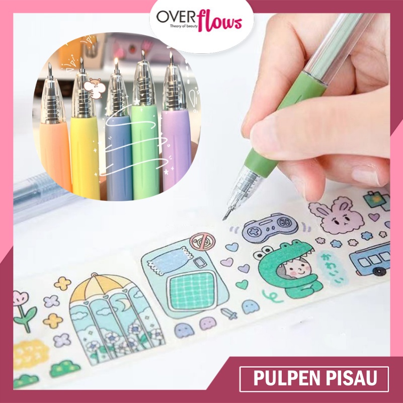 OVERFLOWS.ID PULPEN PISAU PENCIL KNIFES CUTTER MINI PISAU PEMOTONG KERTAS STIKER WASHI TAPEPEN KNIFES CREATIVE STICKER DIY  MURAH