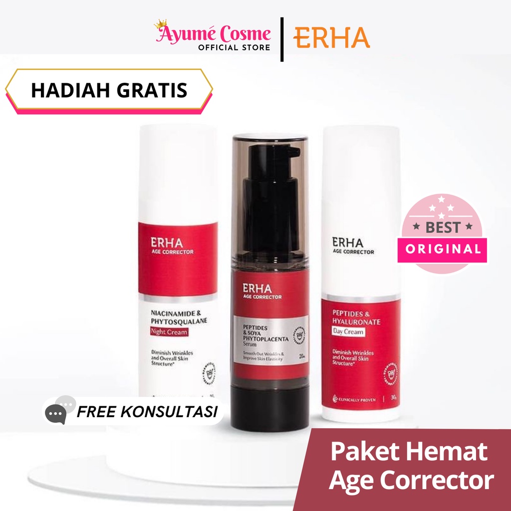 AYUME || PAKET SKINCARE PENUAAN DINI / SKINCARE BPOM ERHA AGE CORRECTOR / SKINCARE ANTI AGING