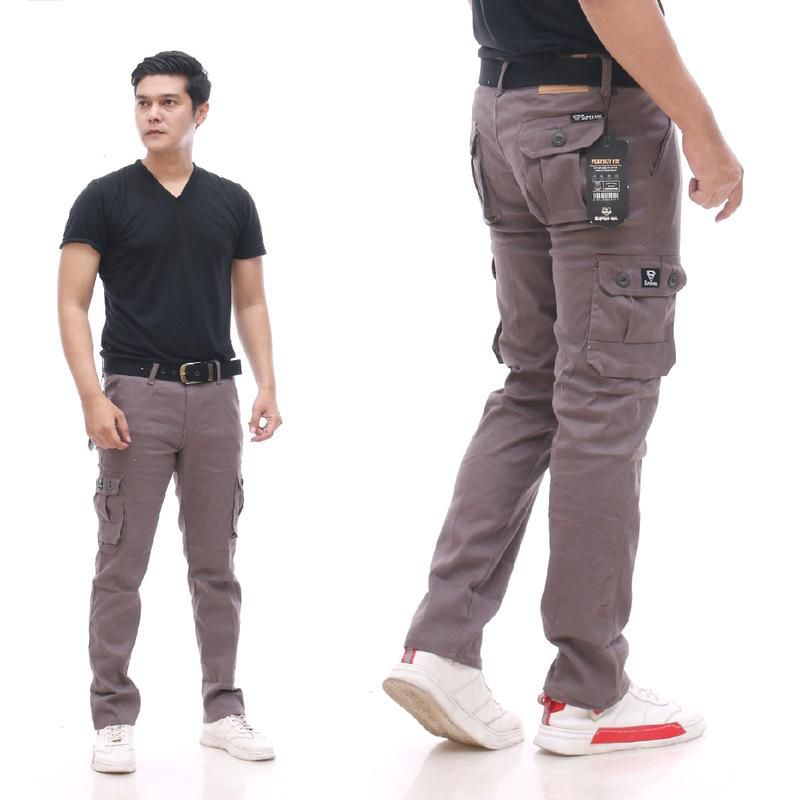 (MURAH) Celana Cargo Panjang Pinggang Karet Bahan Katun Diamound Street