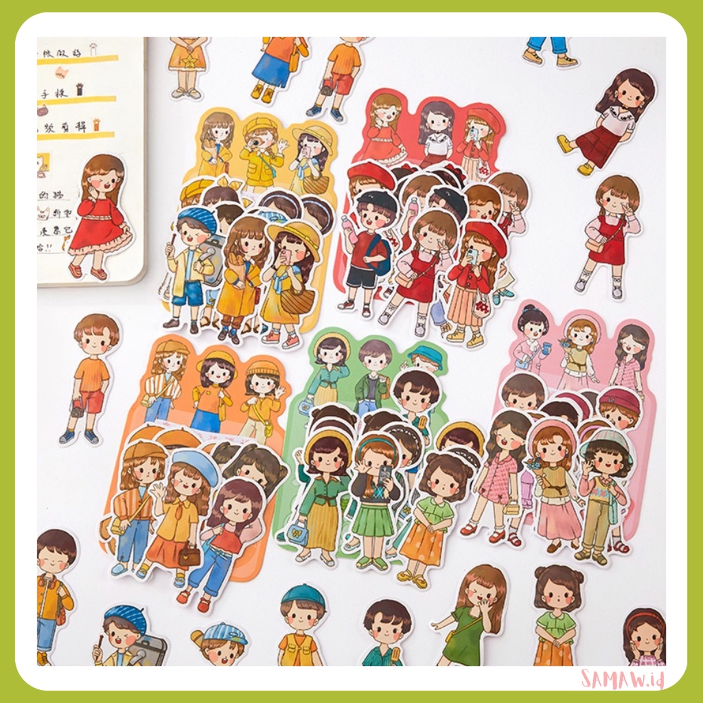 

Stiker Cute Girl & Boy/Journal Deco Stickers/Handbook Stickers