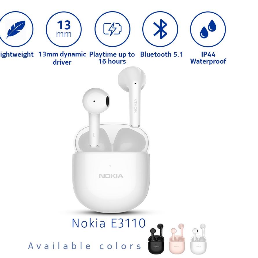 Depan1 Nokia E3110 True Wireless Eauds Bluetooth Earphone TWS HD - White