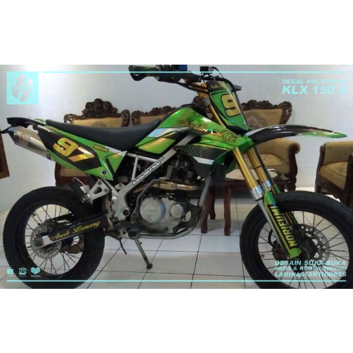 DECAL HOLOGRAM KLX 150 S/L (002) DEKAL STIKER PELANGI STICKER BUNGLON DTRACKER LAMA HITAM HIJAU