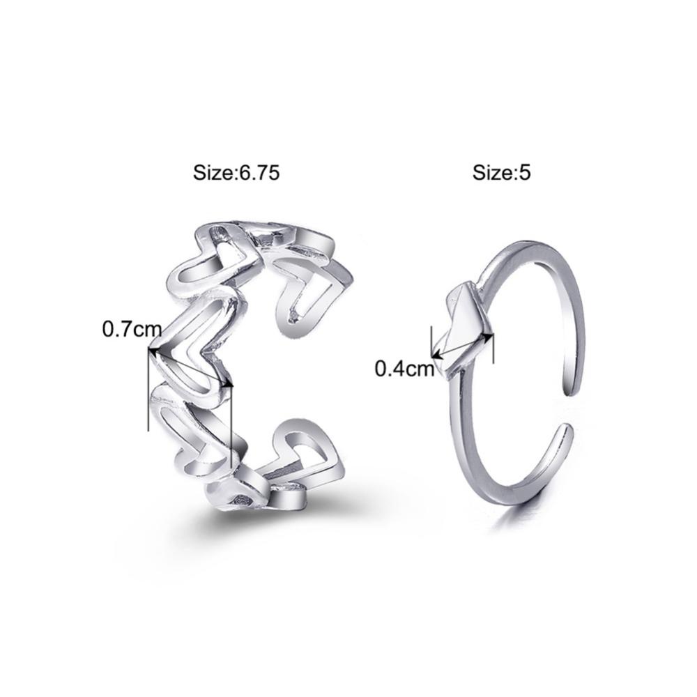 Timekey 2pcs/set Cincin Cinta Berongga Niche Pribadi Cincin Sederhana Cincin Paduan Yang Dapat Disesuaikan Perhiasan Aksesoris A5T1