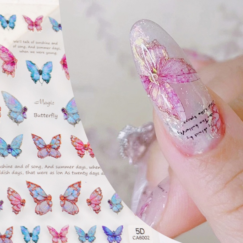 Siy 5D Timbul Stiker Kuku Perekat Diri Perlengkapan Nail Art 5D Nail Decoratrions
