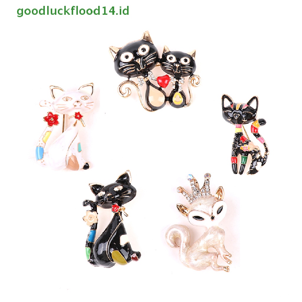 [GOOGFOUR] Bros Kucing Enamel Lucu Cat Unisex Wanita Pria Brooch Pin Perhiasan Desain Hewan [TOP]