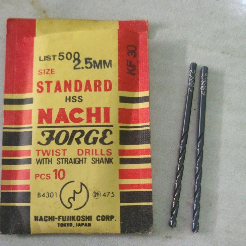 mata bor besi nachi asli 2.5mm mata bor nachi