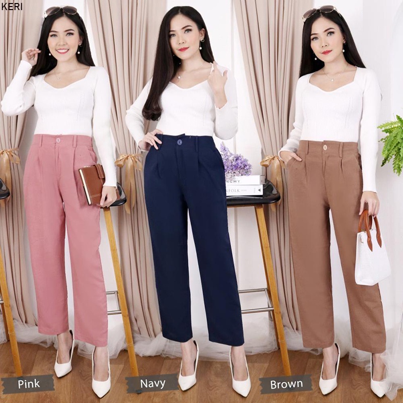 Evercloth Keri Pants - Celana Panjang Wanita Celana Haigwaist Bawahan