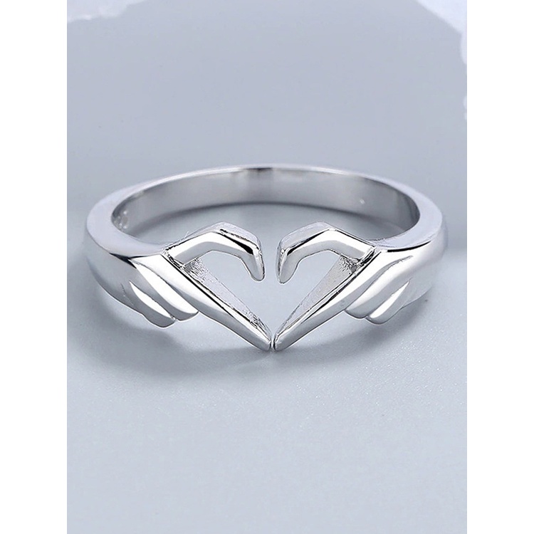 Cincin Hati Romantis Geometris Cinta Pasangan Fashion Rings Perhiasan Pernikahan Rings