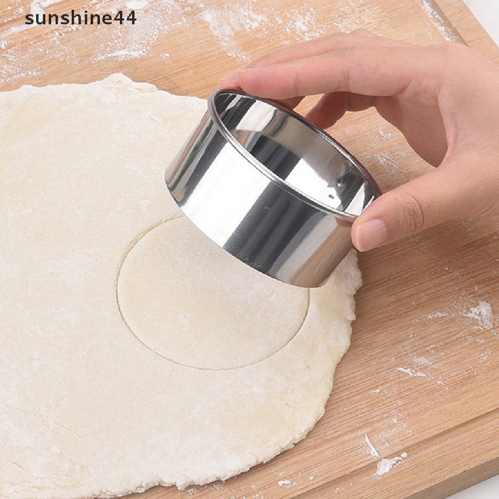 Sunshine 3Pcs/Set Pemotong Biskuit Kue Kering Stainless Steel Lingkaran Bunga Pastry Cutters.