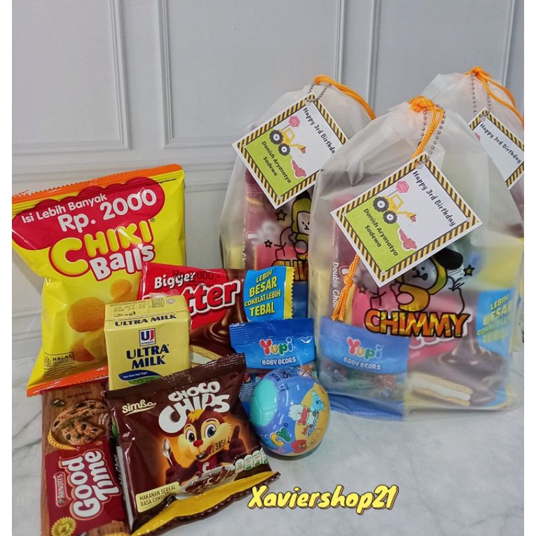 

Ready stock Paket snack ultah + Mainan suprise egg (Free card)