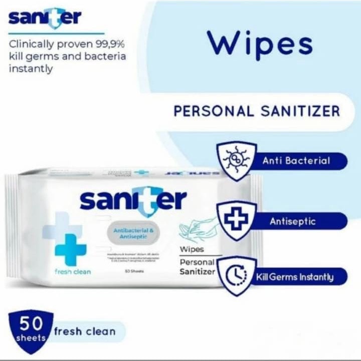 Saniter Wet Wipes 50 Lembar Tissue Basah Personal Sanitizer