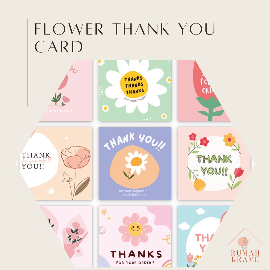 

RUMAH KRAVE - Flower Thank You Card Kartu Olshop Small Business