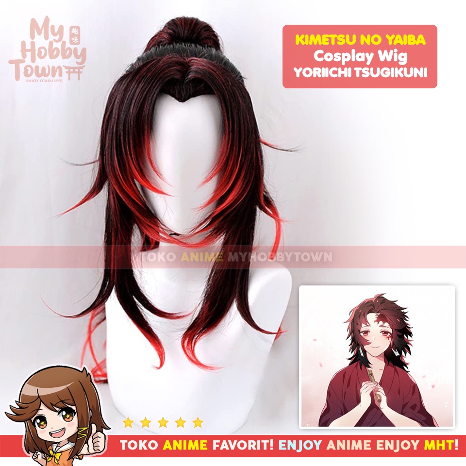 Wig Cosplay Anime Kimetsu no Yaiba Demon Slayer : Yoriichi Tsugikuni Rambut Palsu