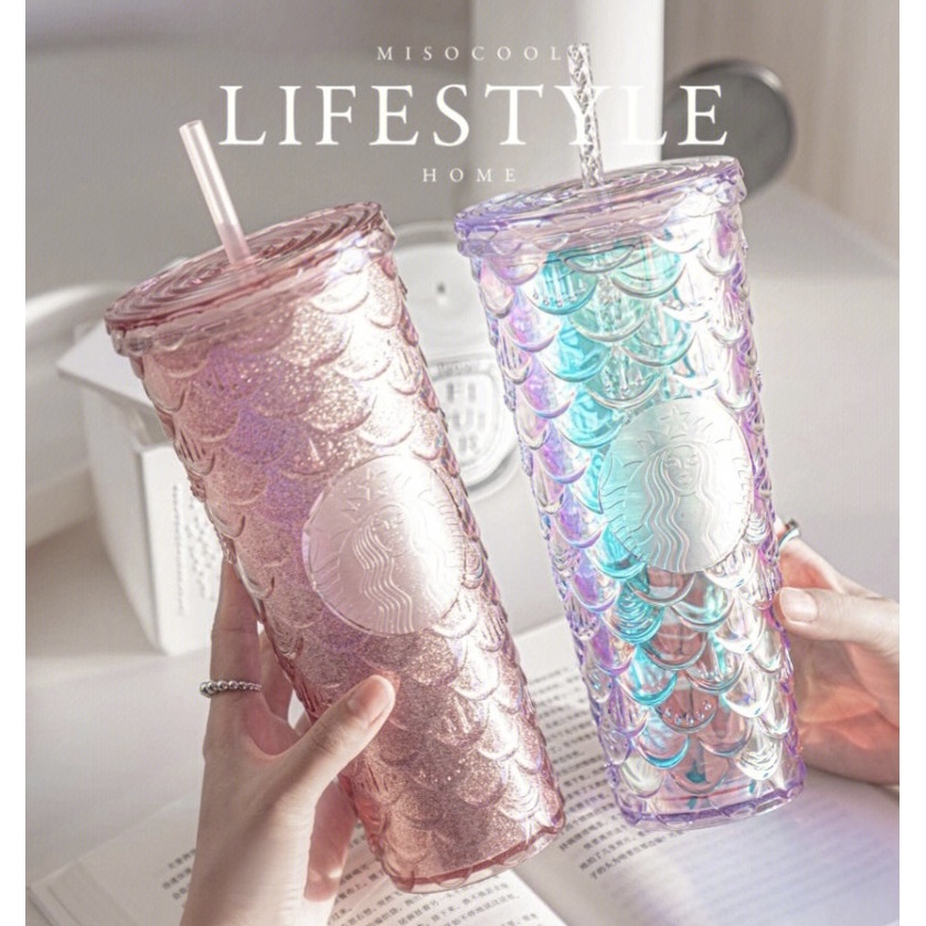 710ML Starbucks Mermaid Scales Cup Fish Scale Cup Starbucks Tumbler Cangkir Jerami Starbucks Mug