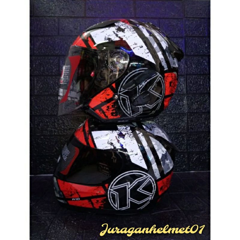 Helm Kyt R10#3 black white red fluo Couple Kyt Galaxy Flat R #5 Aqua red|helm couple