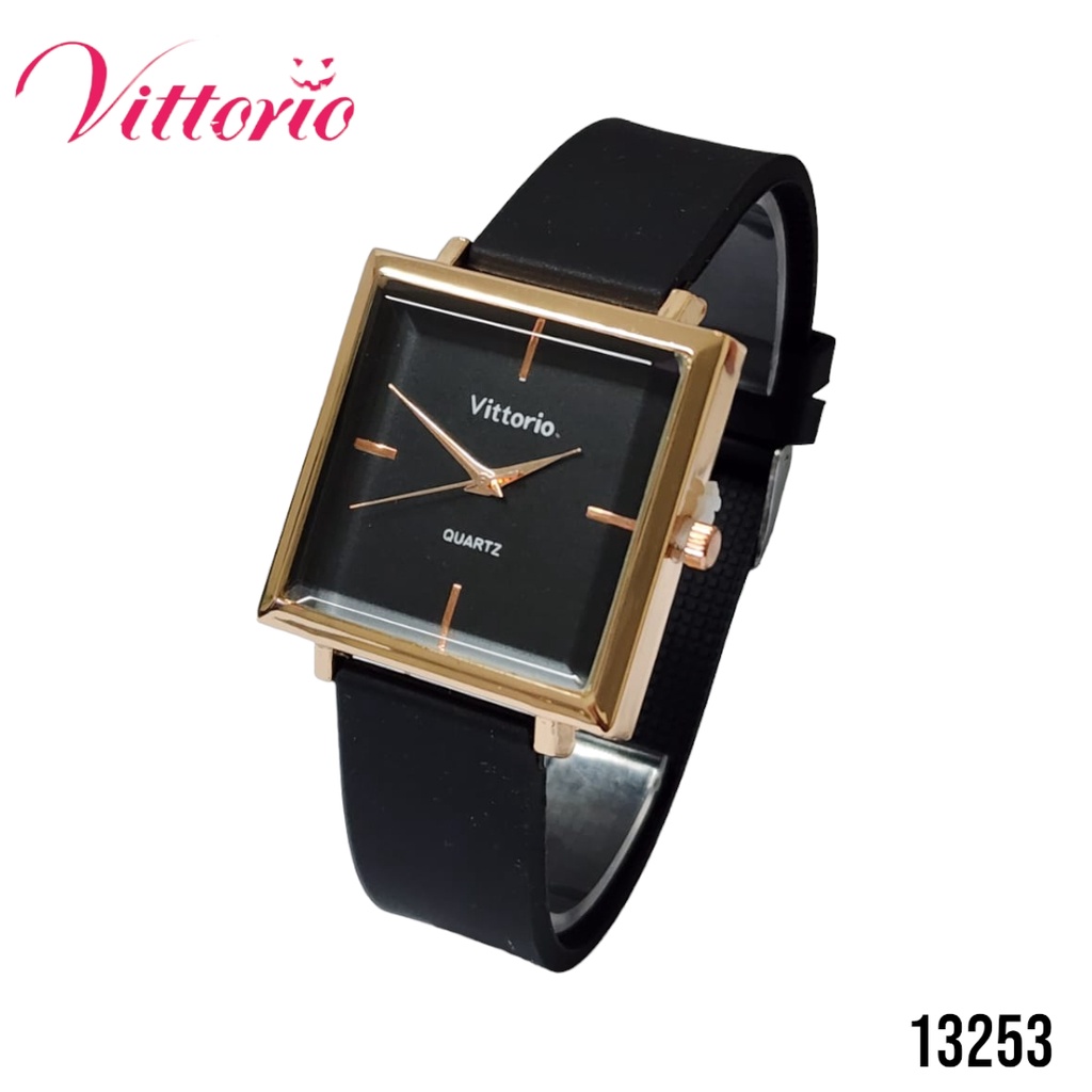 BEST SELLER JAM TANGAN VITTORIA WANITA H23 TALI RUBEBR TANGGAL AKTIF BODY KOTAK DM 3.2CM FREE BOX &amp; BATERAI || JAM TANGAN FASHION WANITA JAM TANGAN CEWEK MURAH