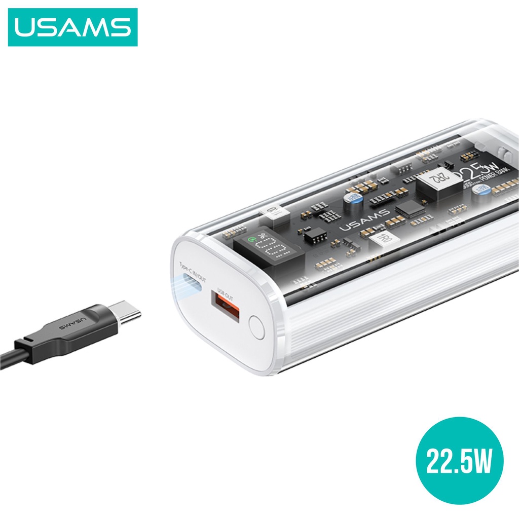 USAMS BJ Series Powerbank Fast Charging Transparent Dual Port 9000mAh